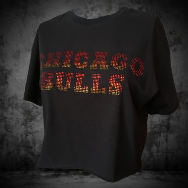 NBA Chicago Bulls T-Shirt Crop Top Schwarz Damen S
