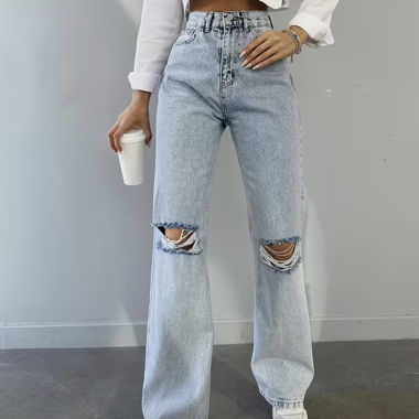 Jeans a gamba larga effetto vissuto