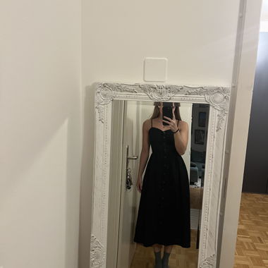 Long black linen dress