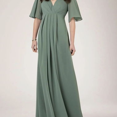 Long mint green chiffon dress, occasion dress