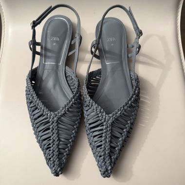 ZARA geflochtene Slingback-Ballerinas