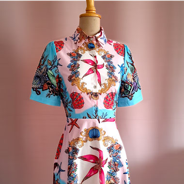 Robe patineuse imprimé plage océan S été 