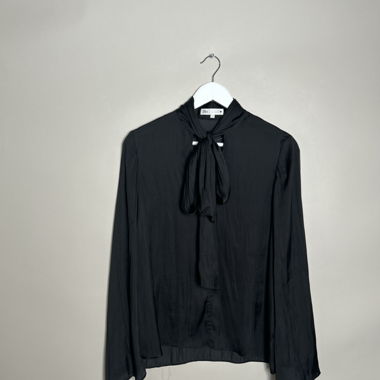 Zara Black Tie-Neck Blouse