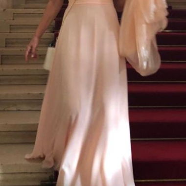 Langes Abendkleid rosa mit glitzerndem Top