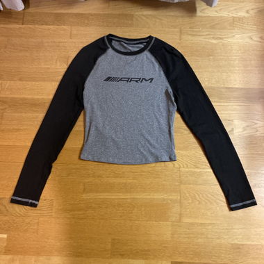ARM Langarm Sportshirt grau/schwarz