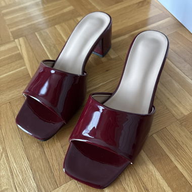 Burgundy High-Heel Mules