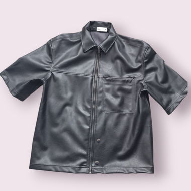 ZARA Overshirt in Lederoptik, neu (S)
