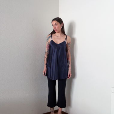 Pantaloni capri vintage Escada blu navy sartoriali