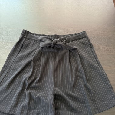 Striped shorts with tie belt