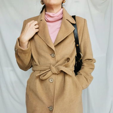 Camel vintage wrap coat
