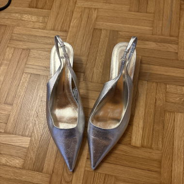 ZARA silver slingback pumps
