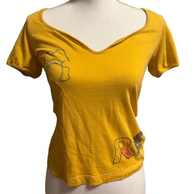 Yellow y2k Replay graphic tee with a unique design