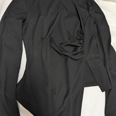 Black Asymmetrical Long-Sleeve Top