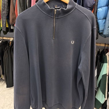 Top Fred Perry blu navy con zip taglia XL