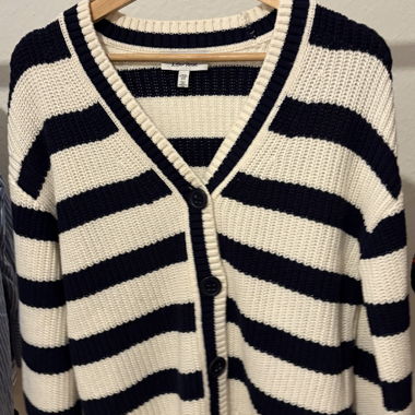 Cardigan a righe blu scuro/bianco