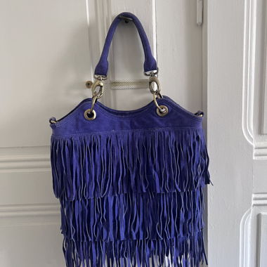 Borsa viola in suede con frange