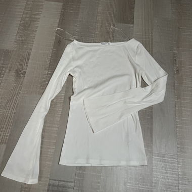Weisses Langarmtop Stradivarius