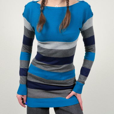 Maglione lungo in maglia a righe