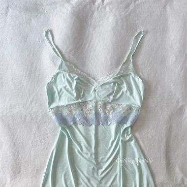 Japanese Blue Nylon Slip Dress (S)