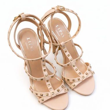Lipsy High Heels mit Nieten, beige