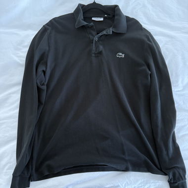 Polo Lacoste nero a maniche lunghe