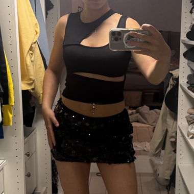 Jupe mini à paillettes noire