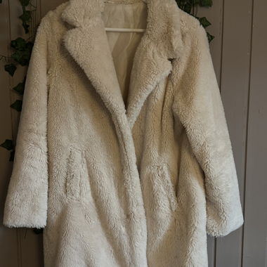 Ecru Faux Fur Coat