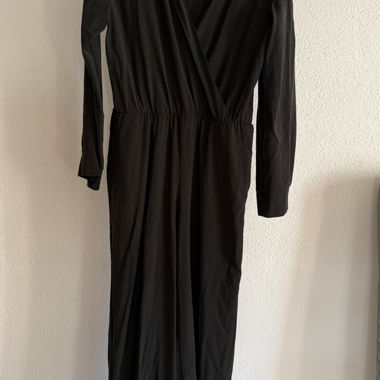 Black wrap-style jumpsuit