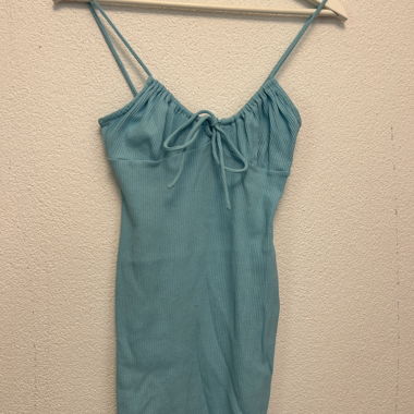 Robe à bretelles turquoises Bershka