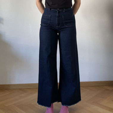 Dunkelblaue High Waist Jeans