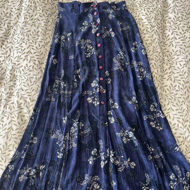 Blue floral long skirt with belt loops