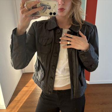Brown leather jacket