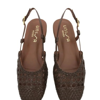 Unisa Brown Woven Slingback Sandals