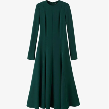 Green long-sleeve Mango midi dress