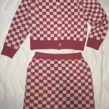 Completo in maglia SHEIN Curve quadrettato rosa 1XL