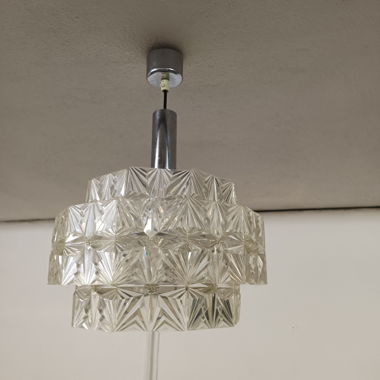 Lampe suspension vintage avec abat-jour effet cristal