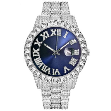 Silver-Blue Luxury Watch