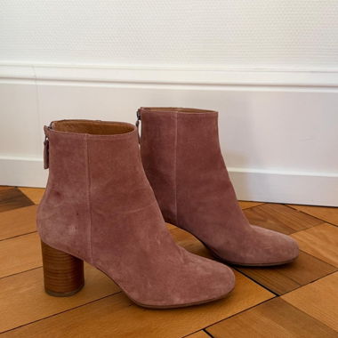 Sandro Pink Suede Ankle Boots