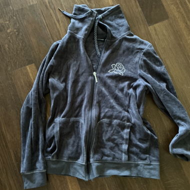 Grey Velvet Hooded Jacket