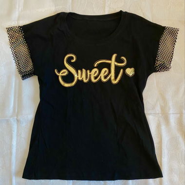 T-Shirt « Sweet » Schwarz & Gold