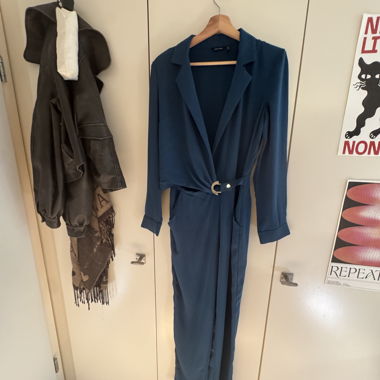 Blue belted jumpsuit