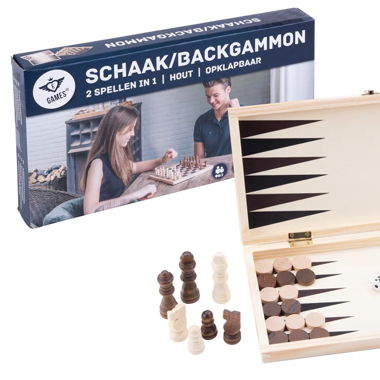 Coffret bois pliable: Échiquier /Dames /Backgammon
