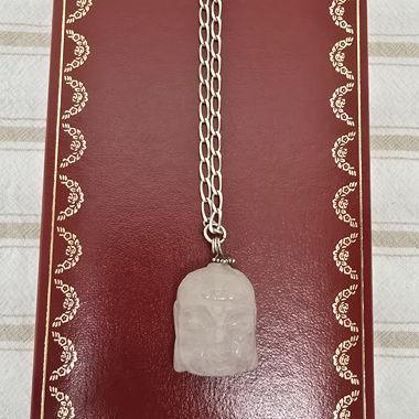 925 Silver Chain with Buddha Rose Quartz Pendant