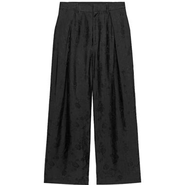 Schwarze Jacquard-Hose mit weitem Schnitt