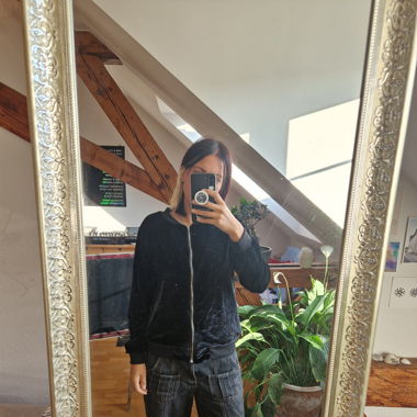 Trainingsjacke Schwarz Velour