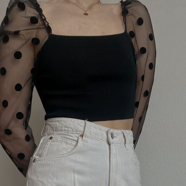 Top corto nero ZARA - a pois