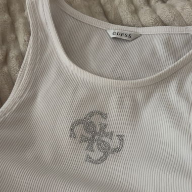 Canotta vintage Guess bianca a coste