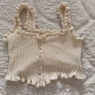 Top corto in maglia arricciato