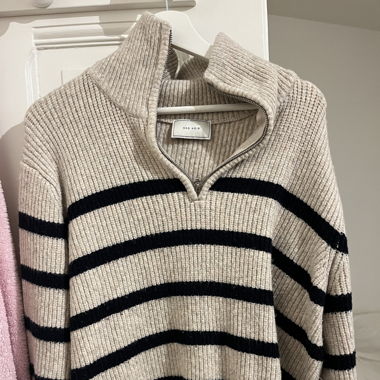 gestreifter Zipper Pullover