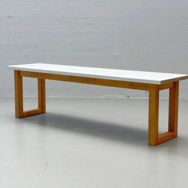 Panca in legno e pannello laccato bianco, 1990